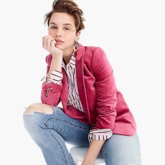 J. Crew Parke Velvet Blazer Dusty Pink Rose Sz 6T Tall